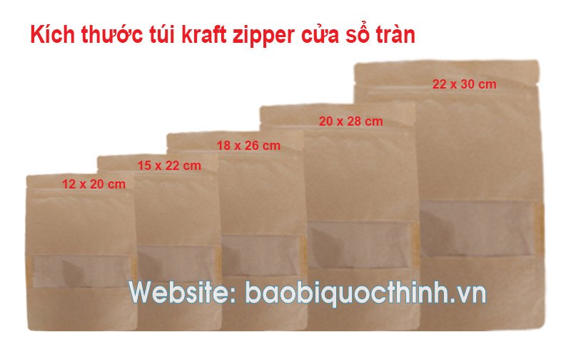 Túi zipper giấy kraft cửa sổ tràn giá sỉ tại TP.HCM - hình 1