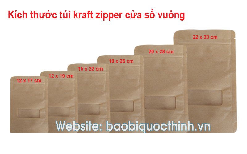 Túi kraft zipper cửa sổ vuông giá rẻ nhất tại TP.HCM - hình 2