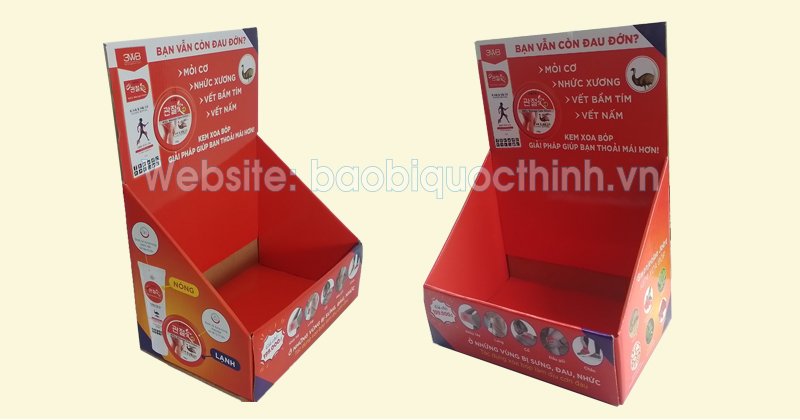 Kệ giấy carton trưng bày dược phẩm tại Bao Bì Quốc Thịnh