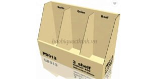 Bao bì Quốc Thịnh, đơn vị chuyên cung cấp, sản xuất và in kệ giấy carton có vách ngăn trưng bày sản phẩm tại TP.HCM có uy tín